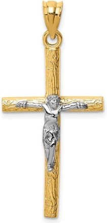 Diamond2Deal 14k Two-tone Gold Crucifix Pendant
