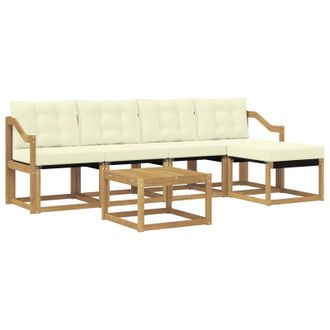 vidaXL Conjunto De Sof&aacute;s De Exterior Con Coj&iacute;n 6 Pcs Blanco Y Crema Vidaxl
