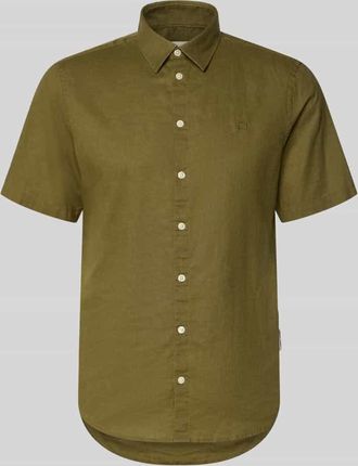 Casual Friday Casual Friday Slim Fit Freizeithemd aus Leinen-Baumwoll-Mix Modell AKSEL in Khaki Melange, Gr&ouml;&szlig;e XXL