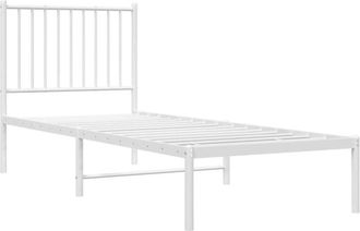 vidaXL Metal Bed Frame without Mattress with Headboard White 75x190cm Vidaxl