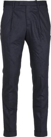 Pantaloni Torino Blauwe Wollen Broek met Casual Elegantie - Heren - Nette broeken - Blauw - L - Wol - Broeken