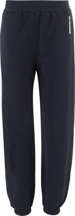 Jil Sander Relaxed Fit Navy Cotton Track Pants With Logo Print