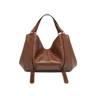 Diesel Leather Tote with Expandable Sides Shoulder Bag - Brown
