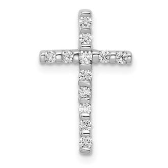 Diamond2Deal 14k White Gold 1/4ct. Diamond Cross Chain Slide Pendant