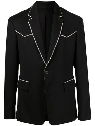 Amiri crystal-trim single-breasted blazer - Black