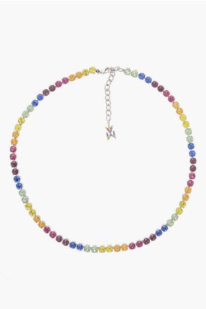 Amina Muaddi Multicolor Rhinestoned RAINBOW Tennis Choker size Unica
