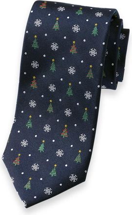 Paul Fredrick Christmas Motif Woven Silk Tie