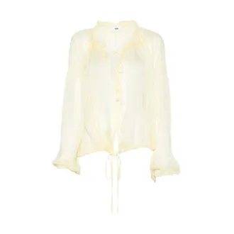 SOLOTRE Blouses, female, Yellow, Size: XS Silk Blend Blouse