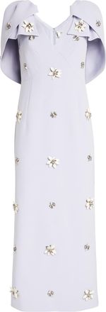 Huishan Zhang Rosella Cape-Effect Embellished Taffeta Midi Dress Size XL