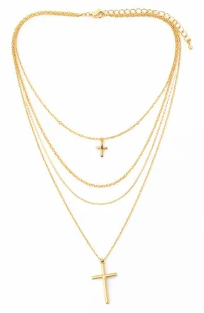 Panacea Layered Cross Necklace in Gold at Nordstrom