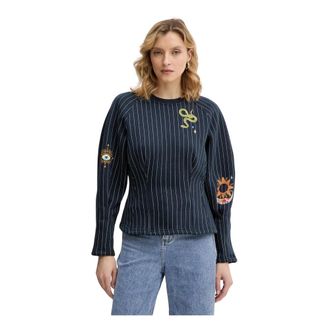 Never Fully Dressed Barrel Sweatshirt - Dames - Blouses - Blauw - XS - Katoen - Overhemden