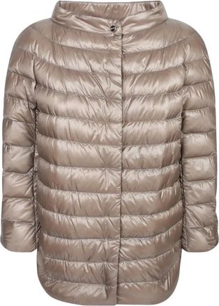 Herno Gewatteerde Monogram Nylon Jas - Dames - Gewatteerde jassen - Beige - 7XL - Nylon - Jassen