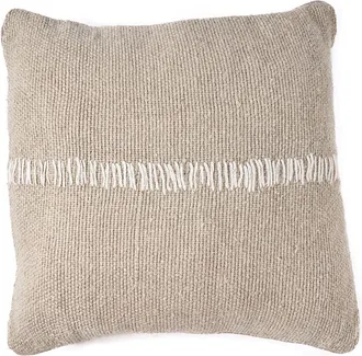 Bazar Bizar Funda de coj&iacute;n de lino en marr&oacute;n y blanco 50x50x3 cm