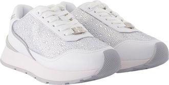 Versace Womens Embellished Leather Sneaker White Calfskin