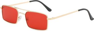 Generic Metal Mens And Womens Small Frame Sunglasses Outdoor Driving Vacation Sun Glasses(Red)