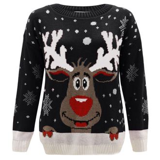 ZEE FASHION Kids Girls BOY Knitted Reindeer Christmas Rudolf Xmas Novelty Jumper Sweater TOP