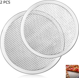 OEM 2 Piezas, Rejilla De Aluminio Sin Costuras Para Hornear Pizza, Bandeja Para Hornear Pizza, Apta Para Pizza Y Pasteles Redondos, 30 Cm, Plateada
