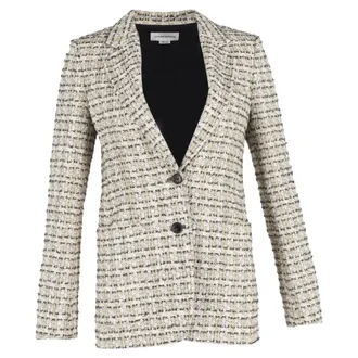 Victoria Beckham Pre-owned Womens Single-Breasted Blazer in Beige Cotton Tweed - Size EU 34 (Womens)