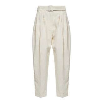 Co Straight Trousers, female, White, Size: 2XS Belted Pleated Pant in Viscose Linen