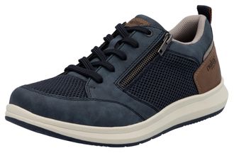 Rieker Sneaker RIEKER, Herren, Gr. 40, blau (jeansblau, braun), Lederimitat, Textil, Schuhe Sneaker, Halbschuh, Freizeitschuh, Schn&uuml;rschuh mit seitlichem Rei