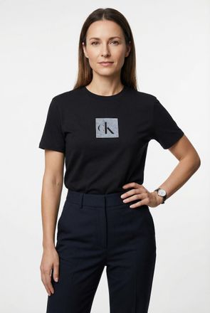 Calvin Klein Jeans T-Shirt CALVIN KLEIN JEANS CLASSIC FIT MONOGRAM TEE, Damen, Gr. XXL (46), schwarz, Web, Obermaterial: 100% Baumwolle, unifarben, regular fit normal, R