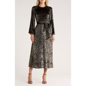SIMKHAI Odina Long Sleeve Gown in Black/Gold Metallic at Nordstrom Rack, Size 2