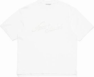 Acne Studios Mens Acne Studios Embroidered Logo T-Shirt in White - Size: 34