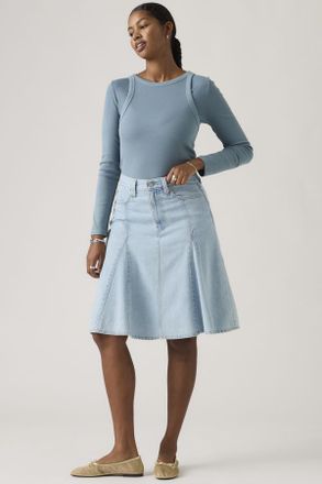 Levi's Falda Godet Lightweight hasta la rodilla - Mujer - 25 - Azul / Pof Course Stone