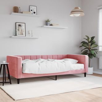 vidaXL Sof&aacute; Cama Con Colch&oacute;n Terciopelo Rosa 90x200 Cm Vidaxl