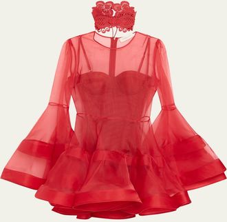Zimmermann Rebellion Lantern Mini Dress