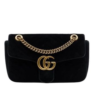 Gucci Pre-owned Quilted Velvet Shoulder Bag - Dames - Vintage Schoudertas - Zwart - ONE Size - Leer - Vintage