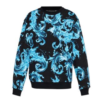Versace Jeans Couture Sweatshirts, male, Blue, Size: L Printed Cotton-Jersey Sweatshirt