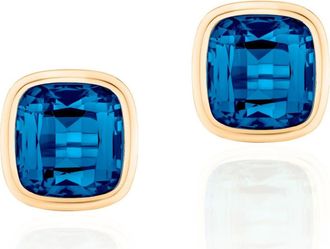 Goshwara Manhattan Cushion Cut Stud Earrings in Deep Blue at Nordstrom