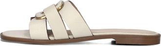 Stefano Lauran Witte leren zomer slippers - Dames - Sandalen - Beige - 39 EU - Leer - Schoenen