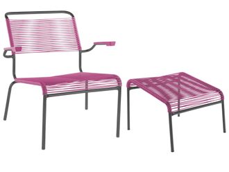 Schubiger M&ouml;bel Spaghetti-Lounger + Hocker S&auml;ntis mit Armlehnen