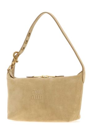 Miu Miu Womens Beige Suede Shoulder Bag Ecru Borse A Mano