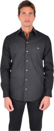 Emporio Armani Heren, Overhemden, Zwart, Maat: XL Katoen