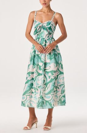 ASTR the Label Makayla Sleeveless A-Line Dress in Green Abstract at Nordstrom, Size X-Small