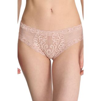 Natori Feathers Lace Hipster in Rose Beige Lace at Nordstrom, Size X-Large