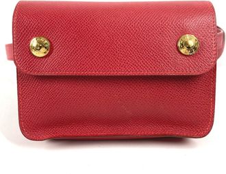Herm&egrave;s Red Color Leather Fanny Pack Pochette (Pre-Owned)