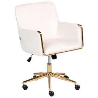 Beliani Beliani - Silla Ejecutiva De Oficina Asiento Inclinable Acolchado Grueso Terciopelo Blanco Crema Altona