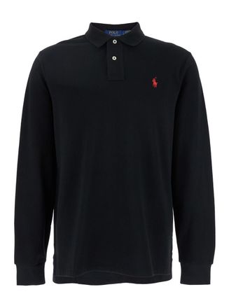 Polo Ralph Lauren Custom Slim Fit Black Polo With Classic Collar And Pony Embroidered On The Front In Cotton Man