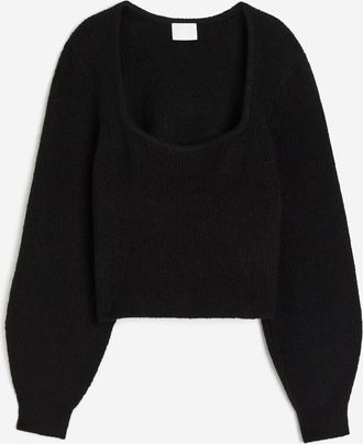 H&M Gerippter Pullover - Schwarz