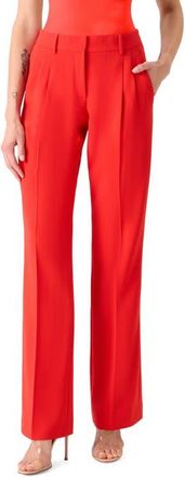 Akris Fabri Pleated Wool Pants in Vermillion at Nordstrom, Size 10