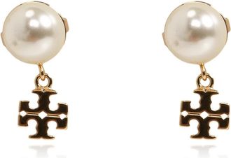 Tory Burch Oorbellen met glazen parel - Dames - Oorbellen - Beige - ONE Size - Accessoires