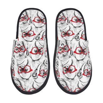 Generic Camping Slippers Monkey Sleepers Non Slip House Shoes Warm Fuzzy Slippers For Women & Men Indoor Casual L