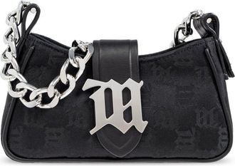 Misbhv monogram letter plaque chain shoulder bag - women - Polyester/Cotton - One Size - Black