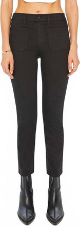 Mother Patch Pocket Insider Ankle Jeans In Pitch