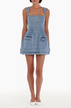 Amanda Uprichard Bethany Denim Skort Romper in Destiny Wash at Nordstrom Rack, Size X-Large