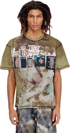 Diesel Relaxed T-shirt with all-over prints and patches - T-Shirts - Man - Green